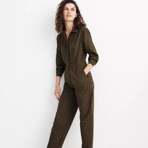Madewell Olive Green Coverall Jumpsuit in Grid Dot
